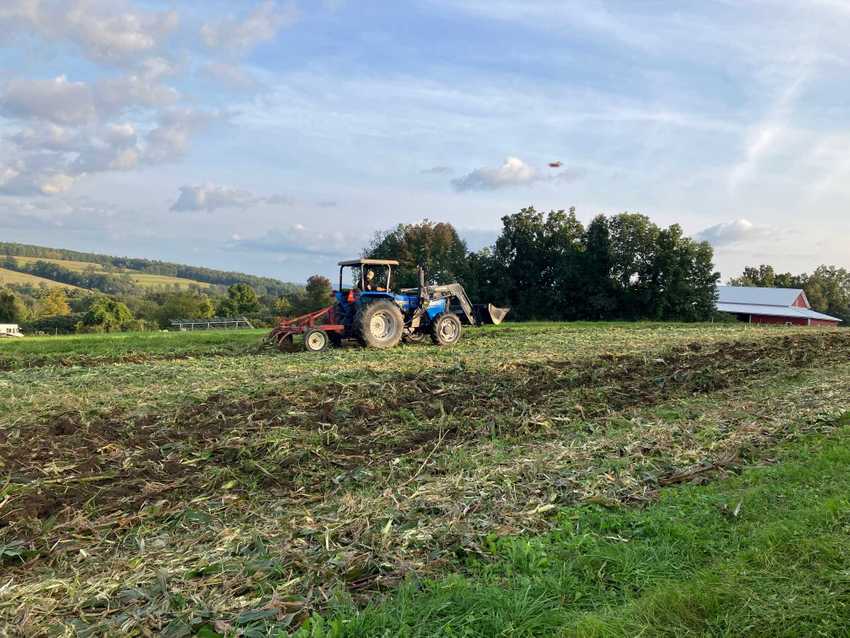 tractor working in field