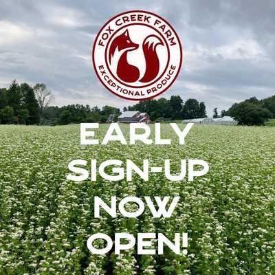 Early sign-up now open! See our website for more information

#foxcreekfarmcsa.com
#communitysupportedagriculture
#exceptional_produce